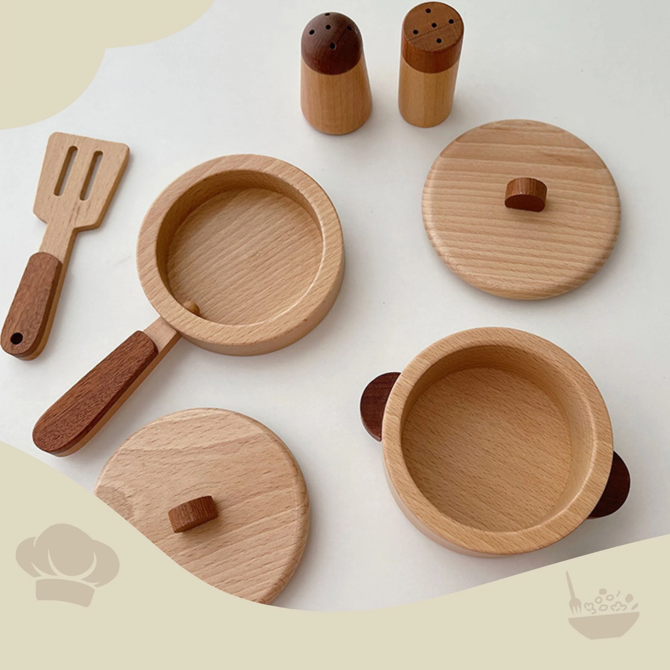 15-tlg. Holz-Küchenzubehör-Set Kinder-Kochgeschirr Kinder-Küchenset - Image 4