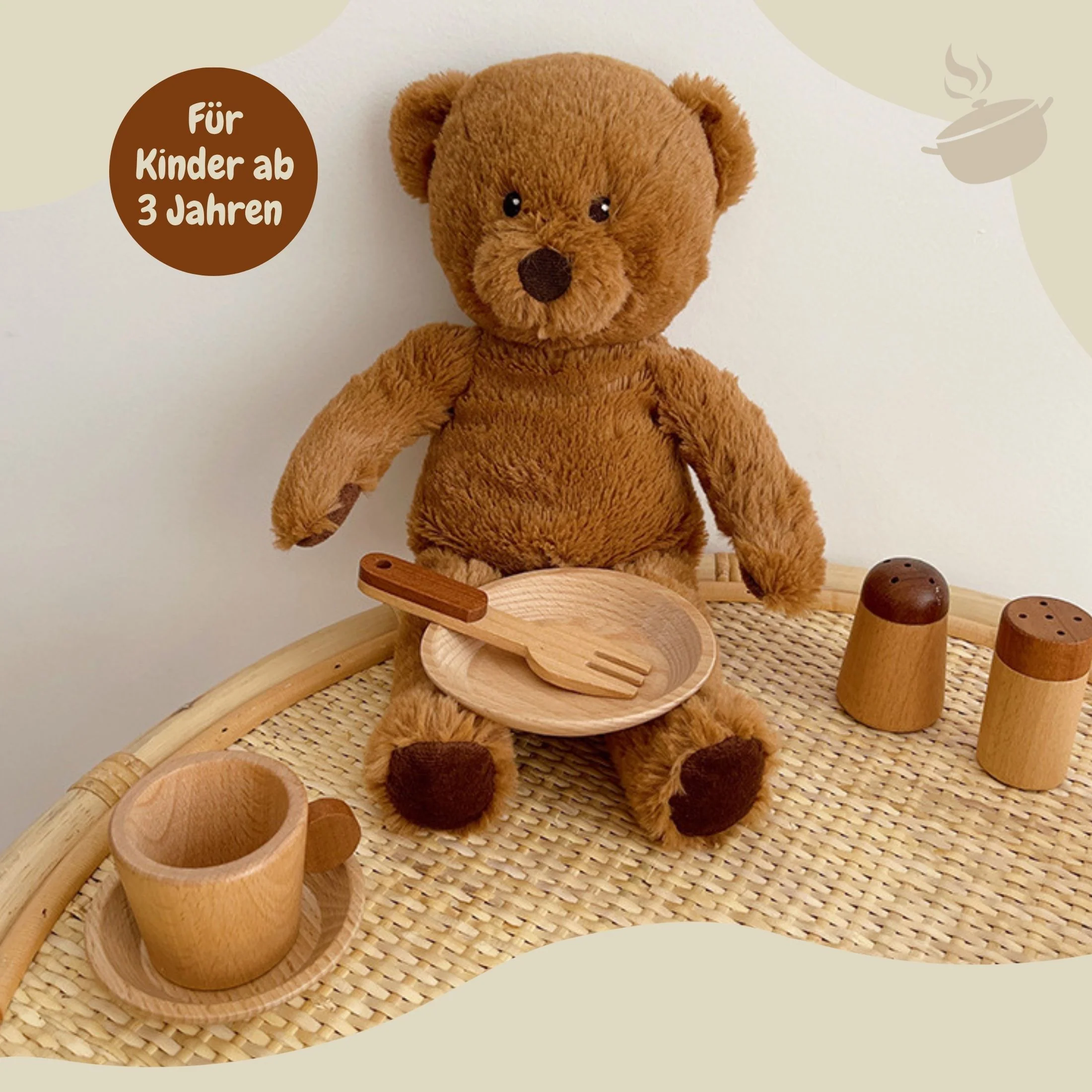 15-tlg. Holz-Küchenzubehör-Set Kinder-Kochgeschirr Kinder-Küchenset - Image 6