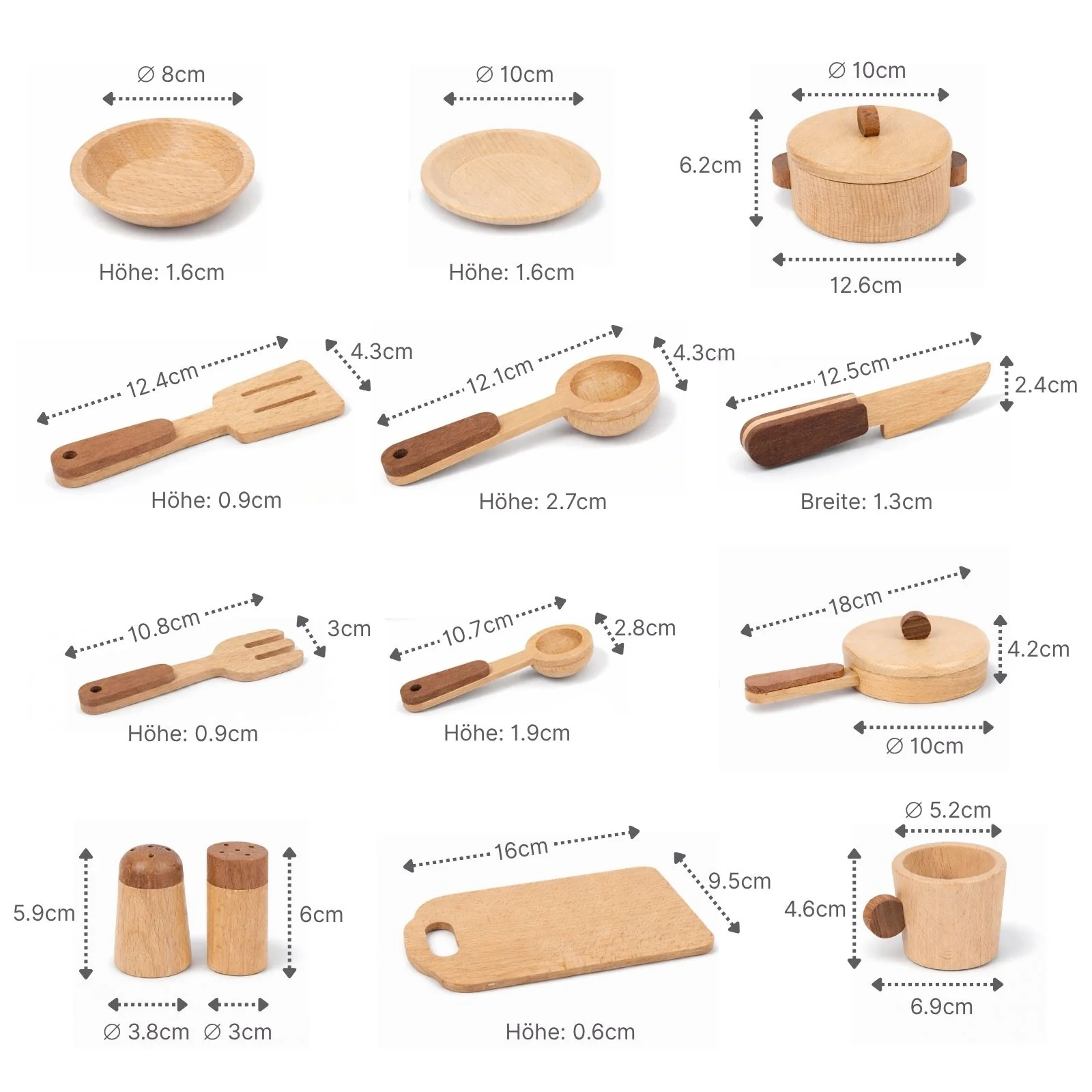 15-tlg. Holz-Küchenzubehör-Set Kinder-Kochgeschirr Kinder-Küchenset - Image 7