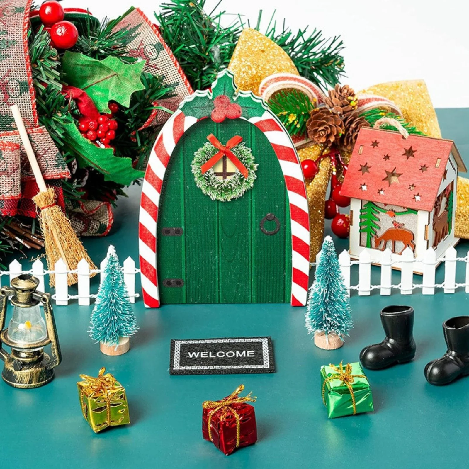 15-tlg. Wichteltür-Set Weihnachtsdeko Miniaturwelt Elfentür-Zubehör - Image 2