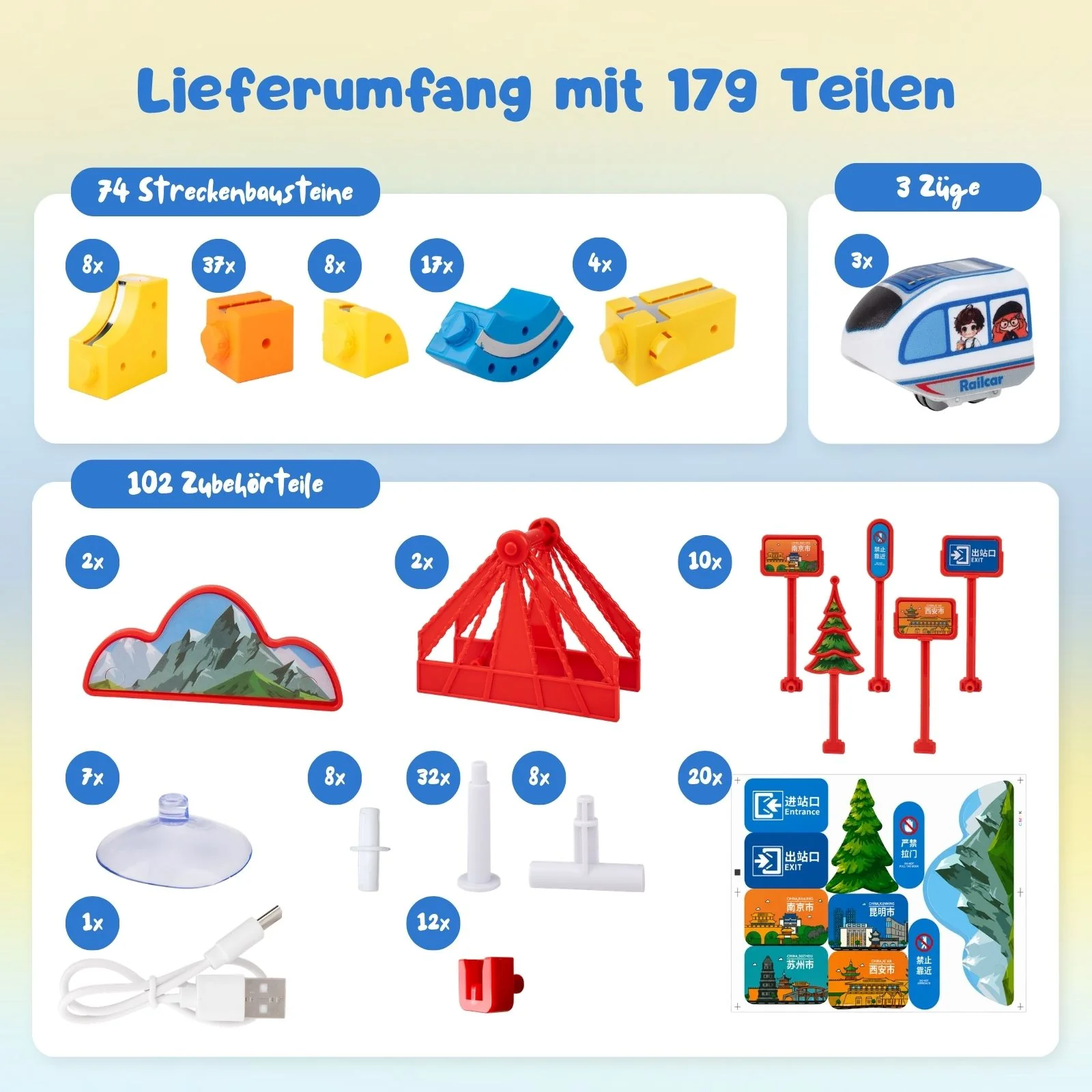 179-tlg. Magnet-Zugbahn Magnetische Zugstrecke Rennbahn Rennstrecke - Image 8