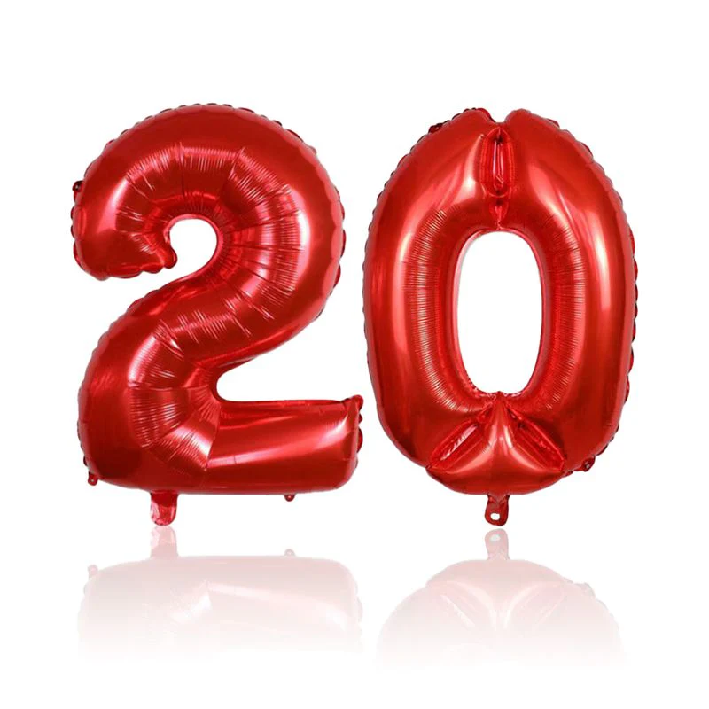 Zahlenballon Zahl 20 Rot Folienballon Geburtstagsparty Ballon 40cm