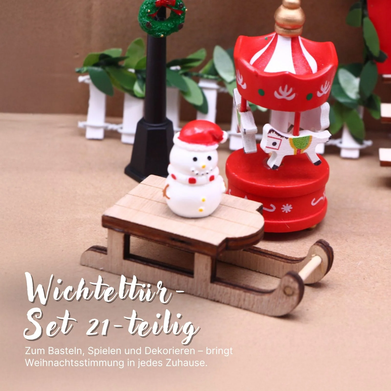 21-tlg. Wichteltür-Set Miniaturwelt Weihnachtsdeko Elfentür-Zubehör - Image 3