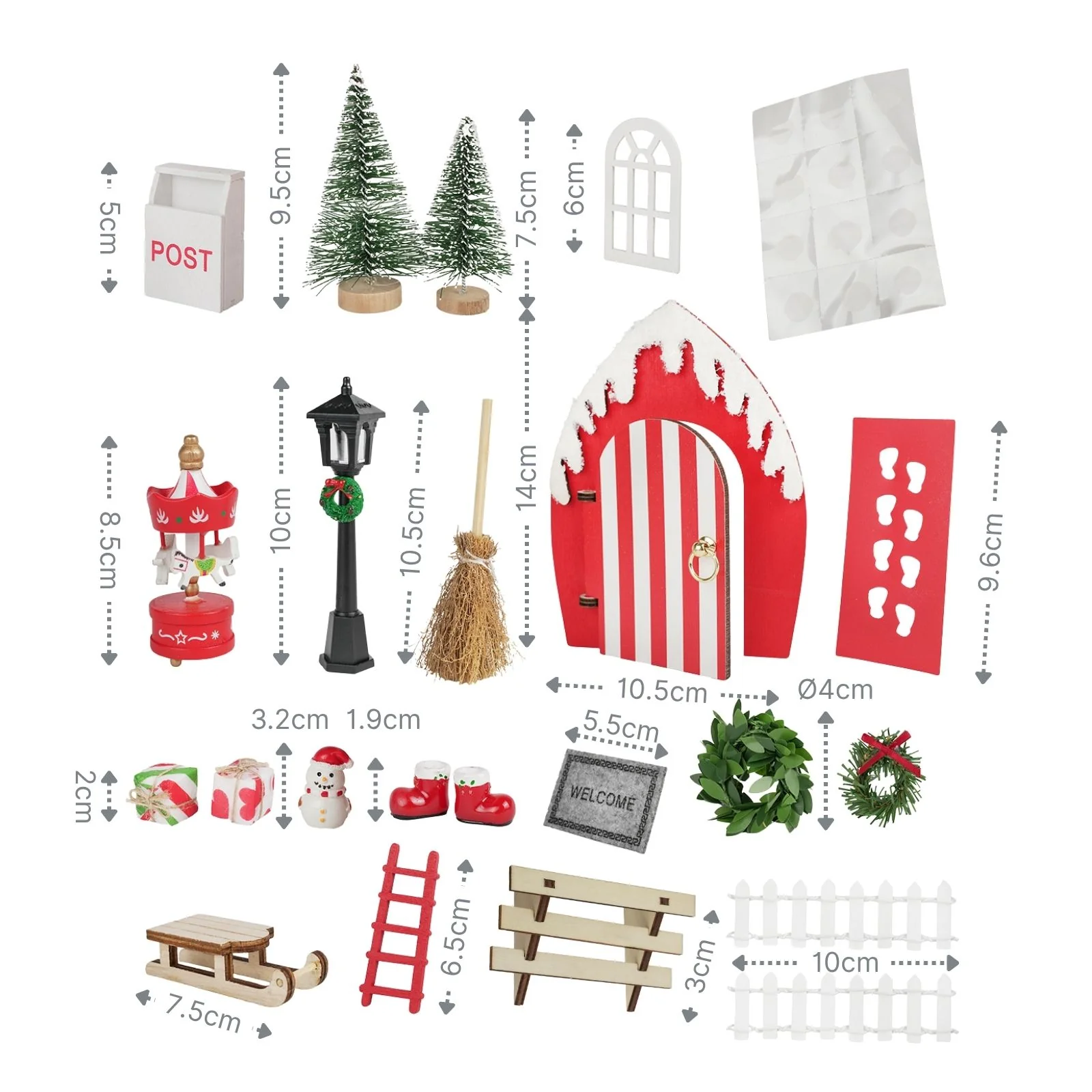 21-tlg. Wichteltür-Set Miniaturwelt Weihnachtsdeko Elfentür-Zubehör - Image 7