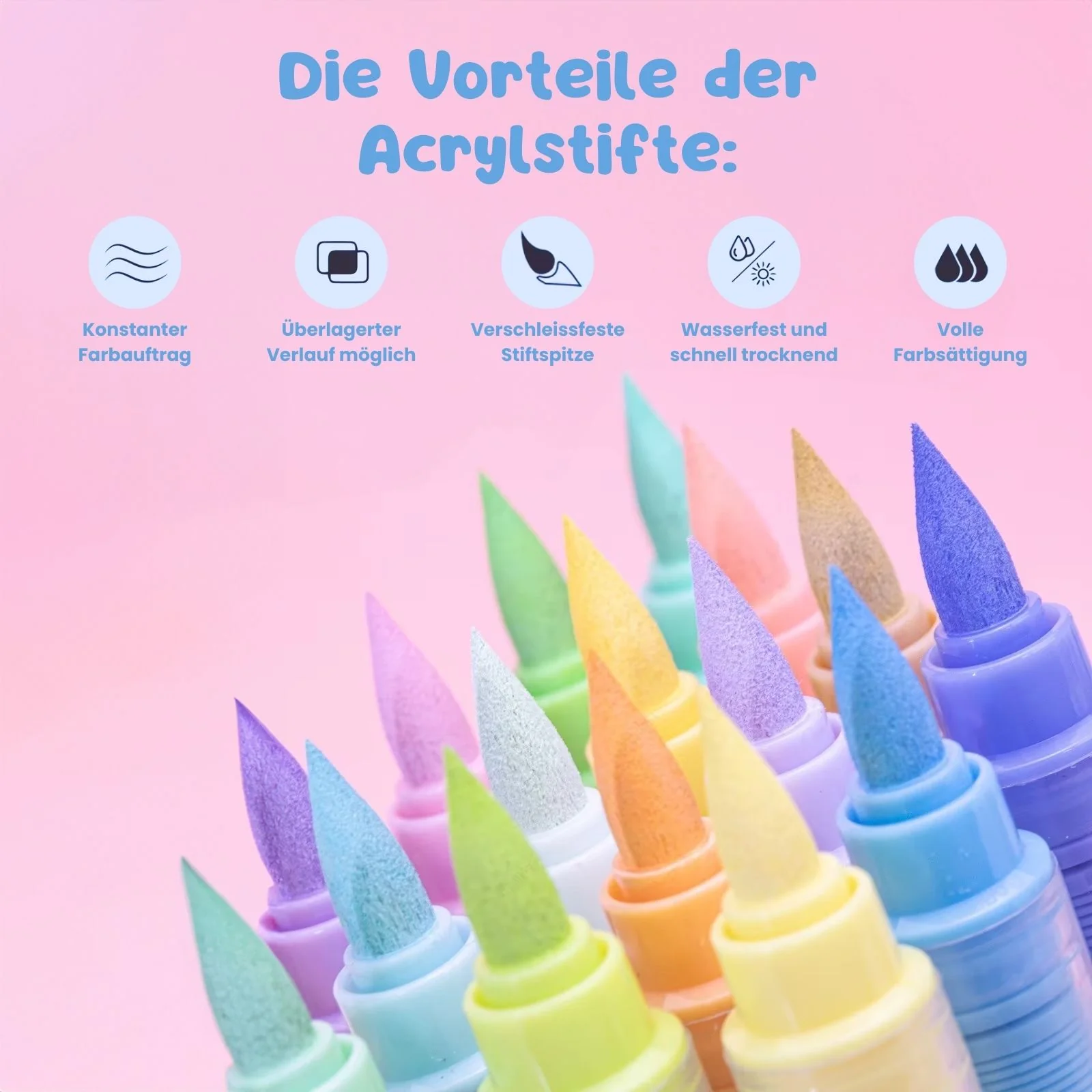 24-tlg. Set Acrylmarker Pastellfarbe Pinselstifte Acryl Brush Marker - Image 5
