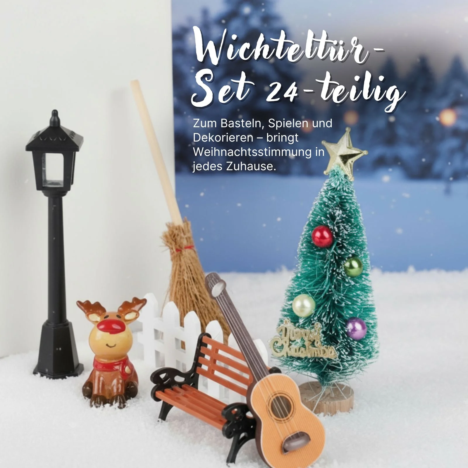 24-tlg. Wichteltür-Set Miniaturwelt Weihnachtsdeko Elfentür-Zubehör - Image 2