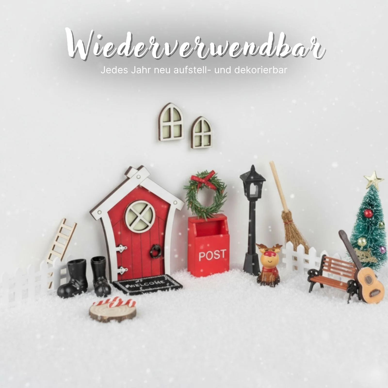 24-tlg. Wichteltür-Set Miniaturwelt Weihnachtsdeko Elfentür-Zubehör - Image 4