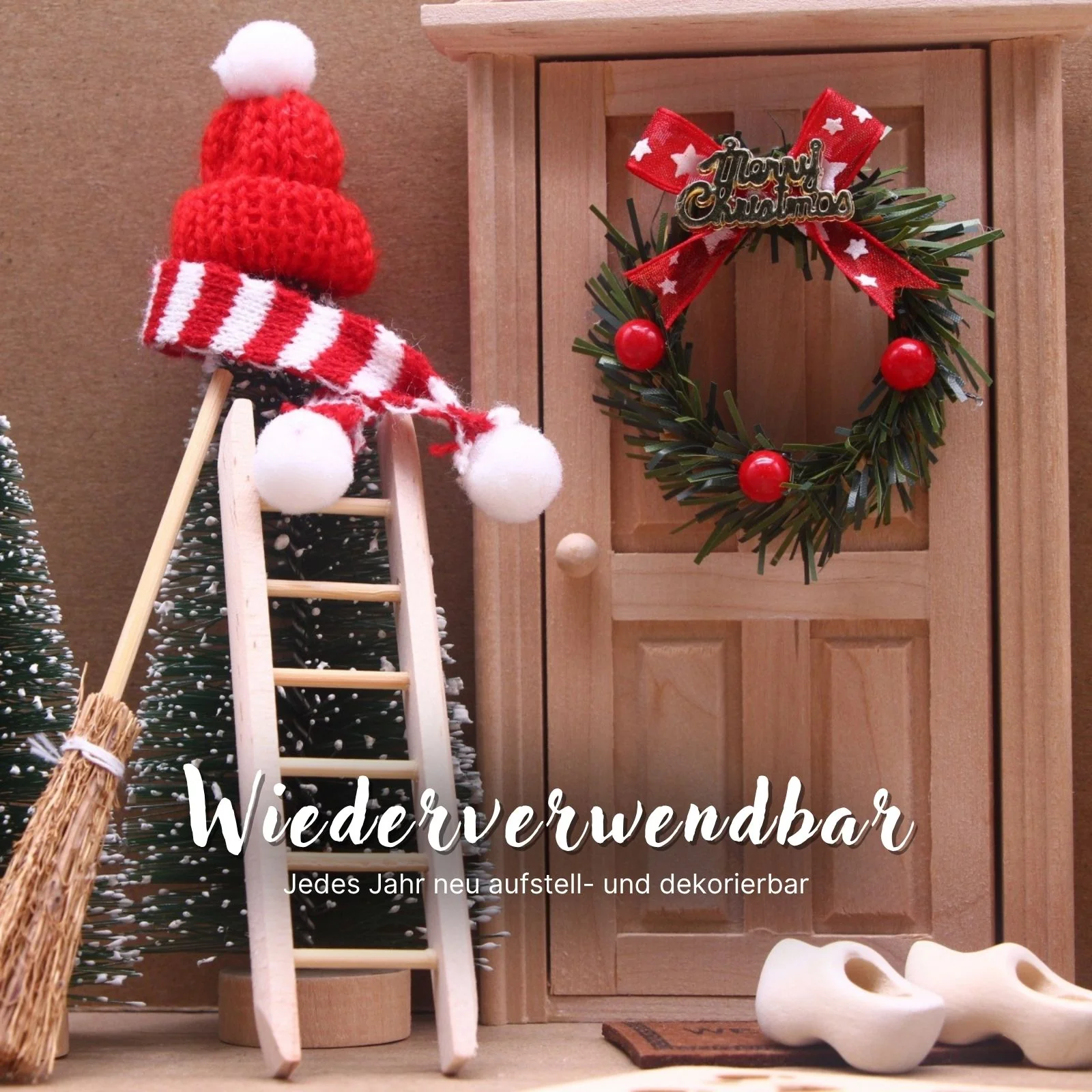 24-tlg. Wichteltür-Set Weihnachtsdeko Miniaturwelt Elfentür-Zubehör - Image 3