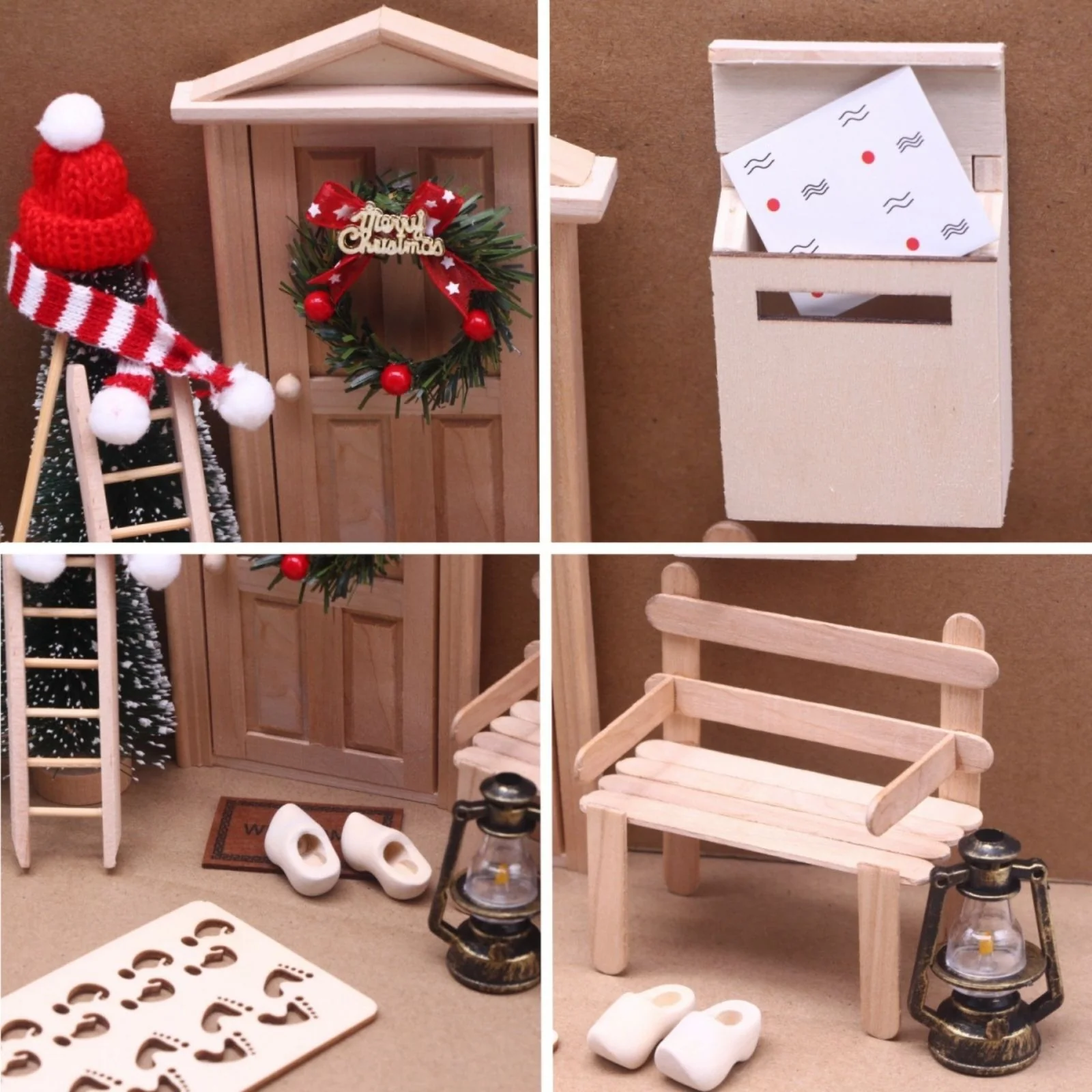 24-tlg. Wichteltür-Set Weihnachtsdeko Miniaturwelt Elfentür-Zubehör - Image 4