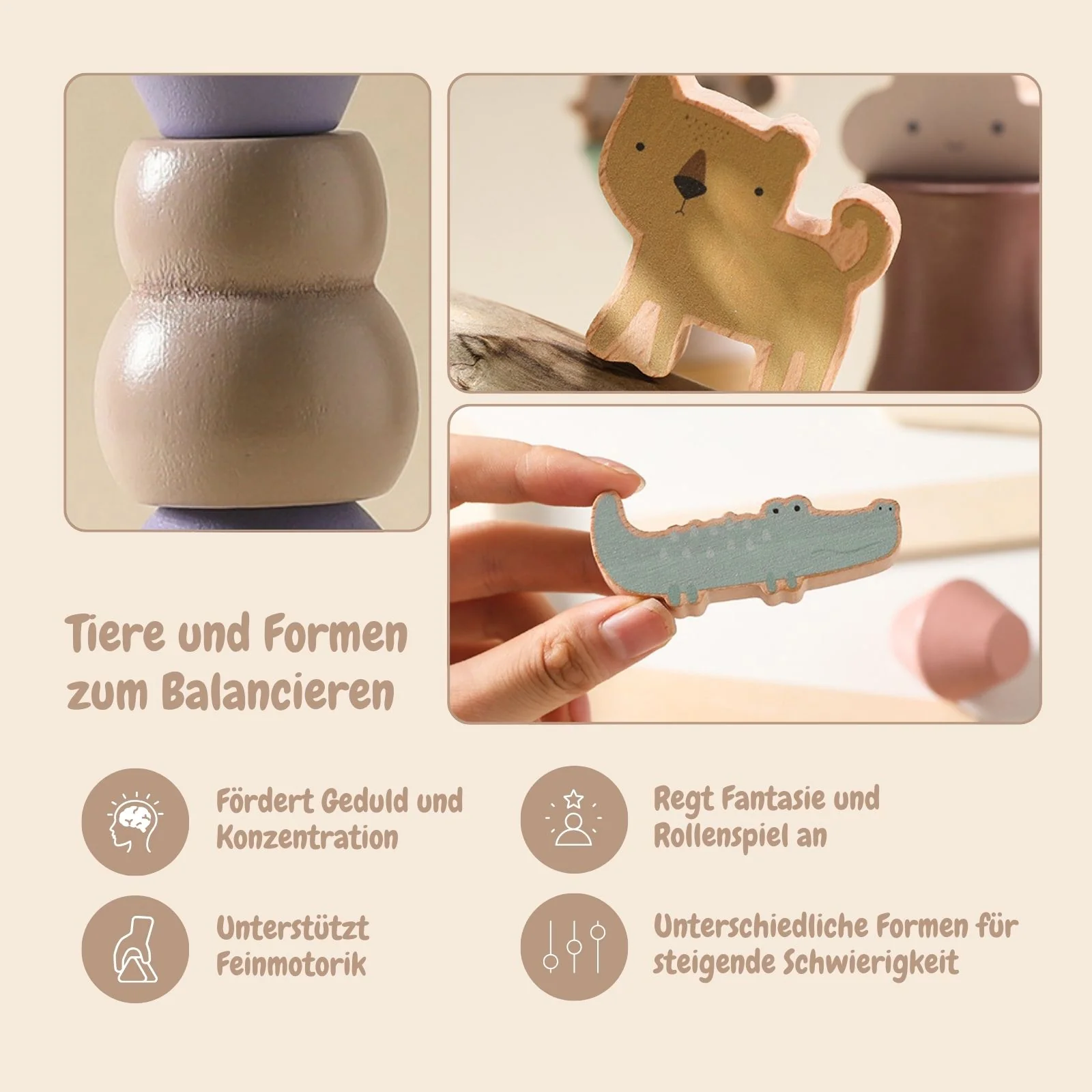 28-tlg. Stapelspiel Balancierspiel Motorikspielzeug Sortierspielzeug - Image 3
