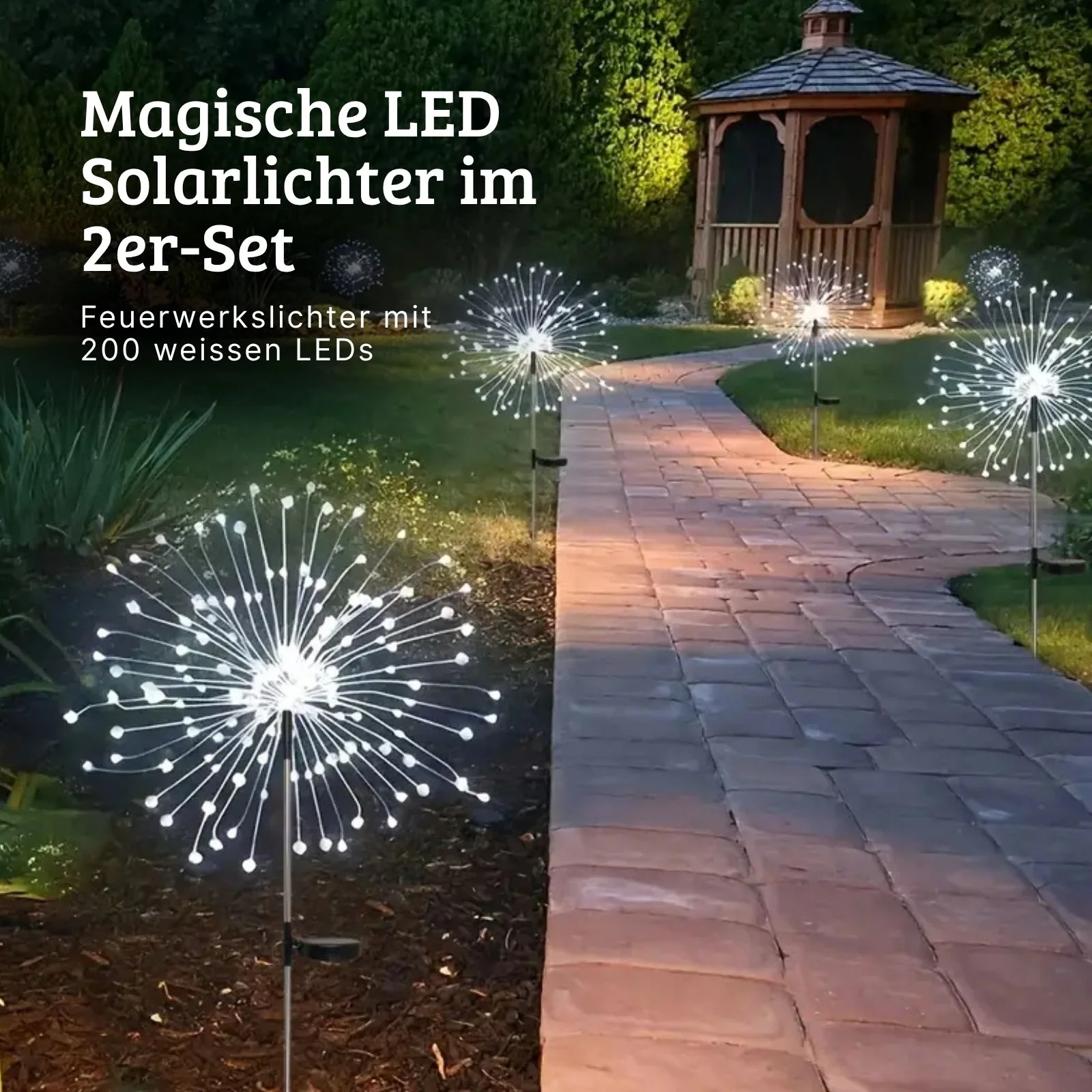 2er-Set LED Solar-Feuerwerkslichter Gartenleuchte Lichterkette Deko - Image 2