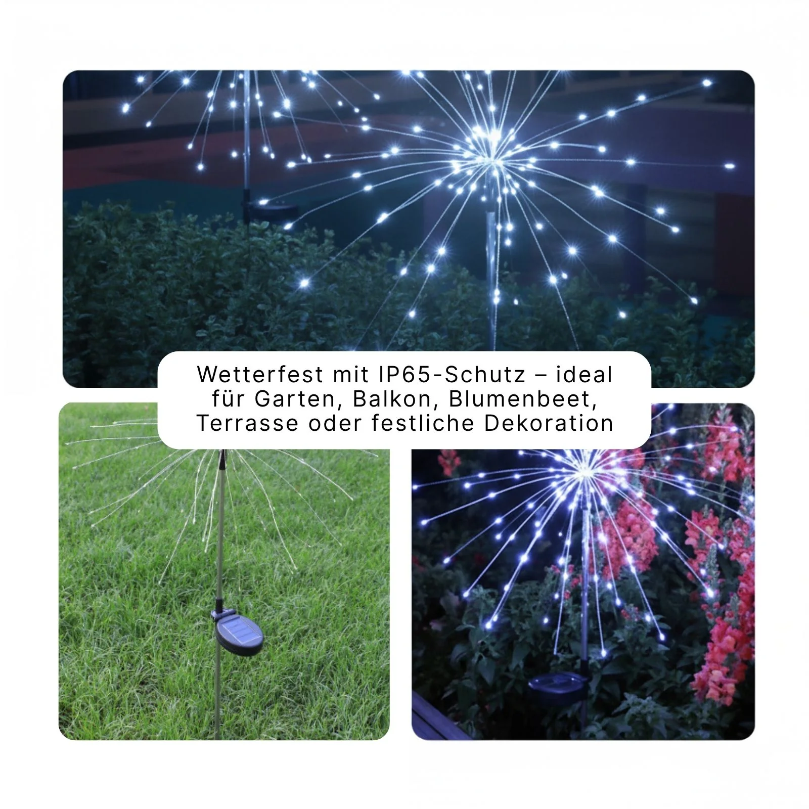 2er-Set LED Solar-Feuerwerkslichter Gartenleuchte Lichterkette Deko - Image 4
