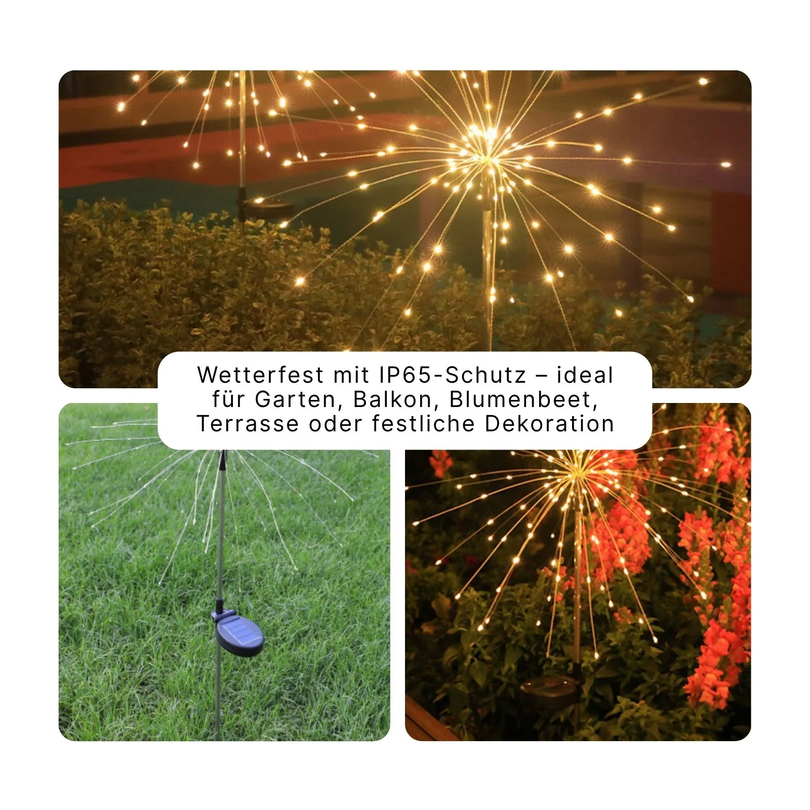 2er-Set LED Solar-Feuerwerkslichter Lichterkette Gartenleuchte Deko - Image 4