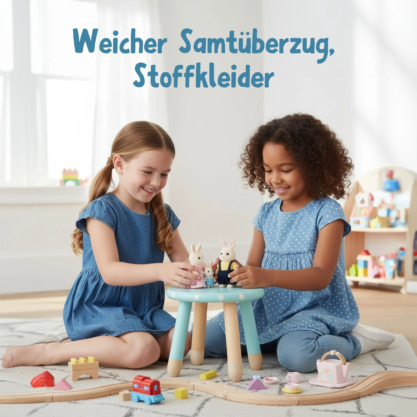 3-tlg. Hasen-Puppenfamilie Puppen Spielzeugfiguren Kinderspielzeug - Image 3