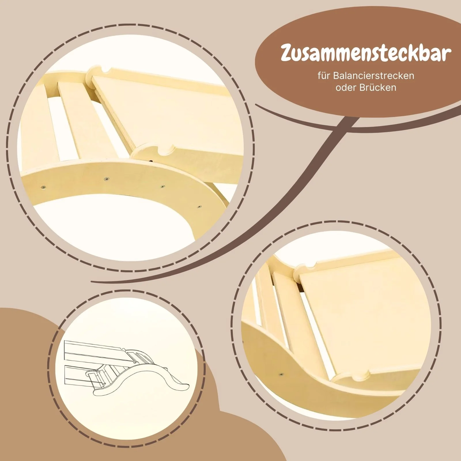 3-tlg. Holzklettergerüst Indoor-Kletterdreieck Schaukel Kletterbogen - Image 4