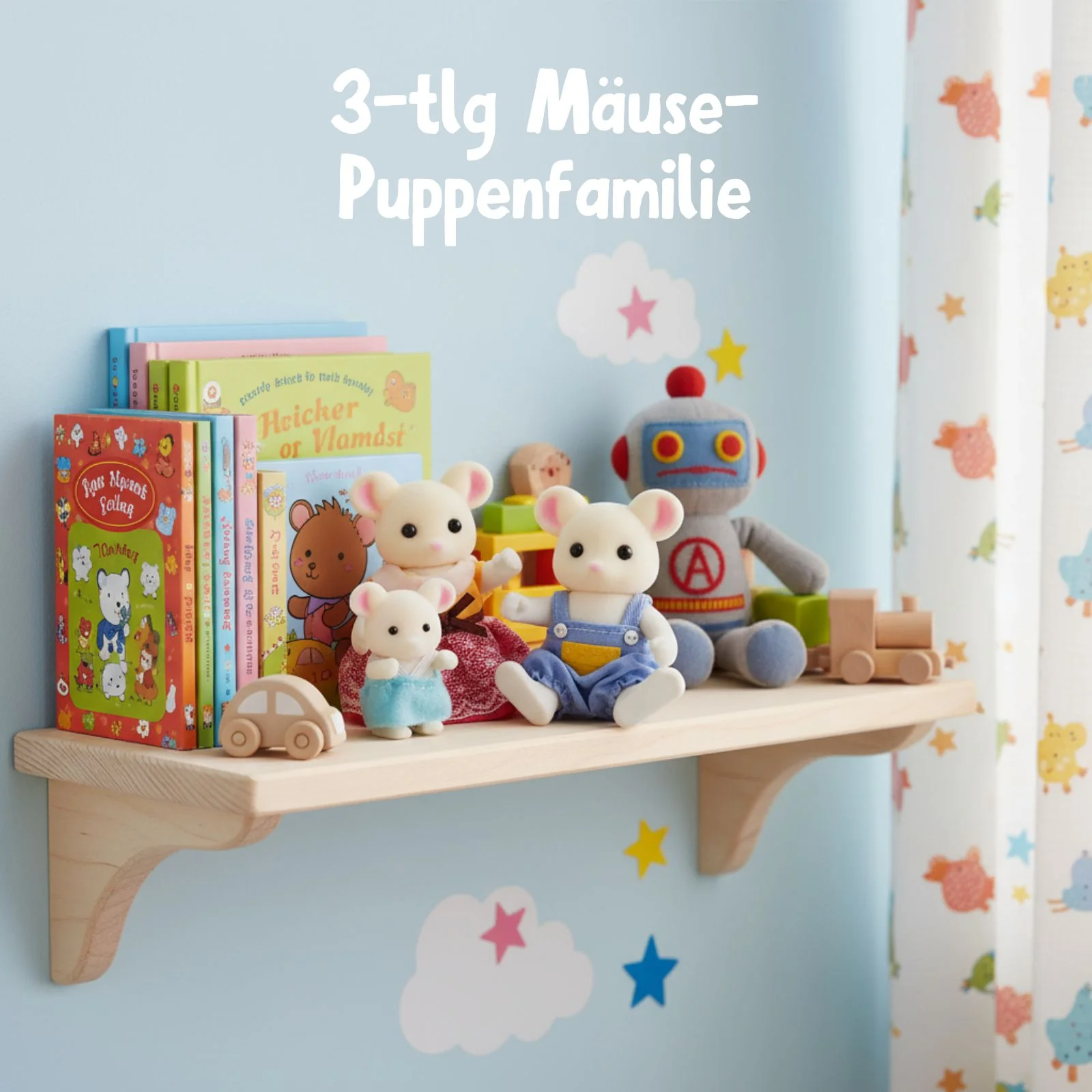 3-tlg. Mäuse-Puppenfamilie Puppen Spielzeugfiguren Kinderspielzeug - Image 2