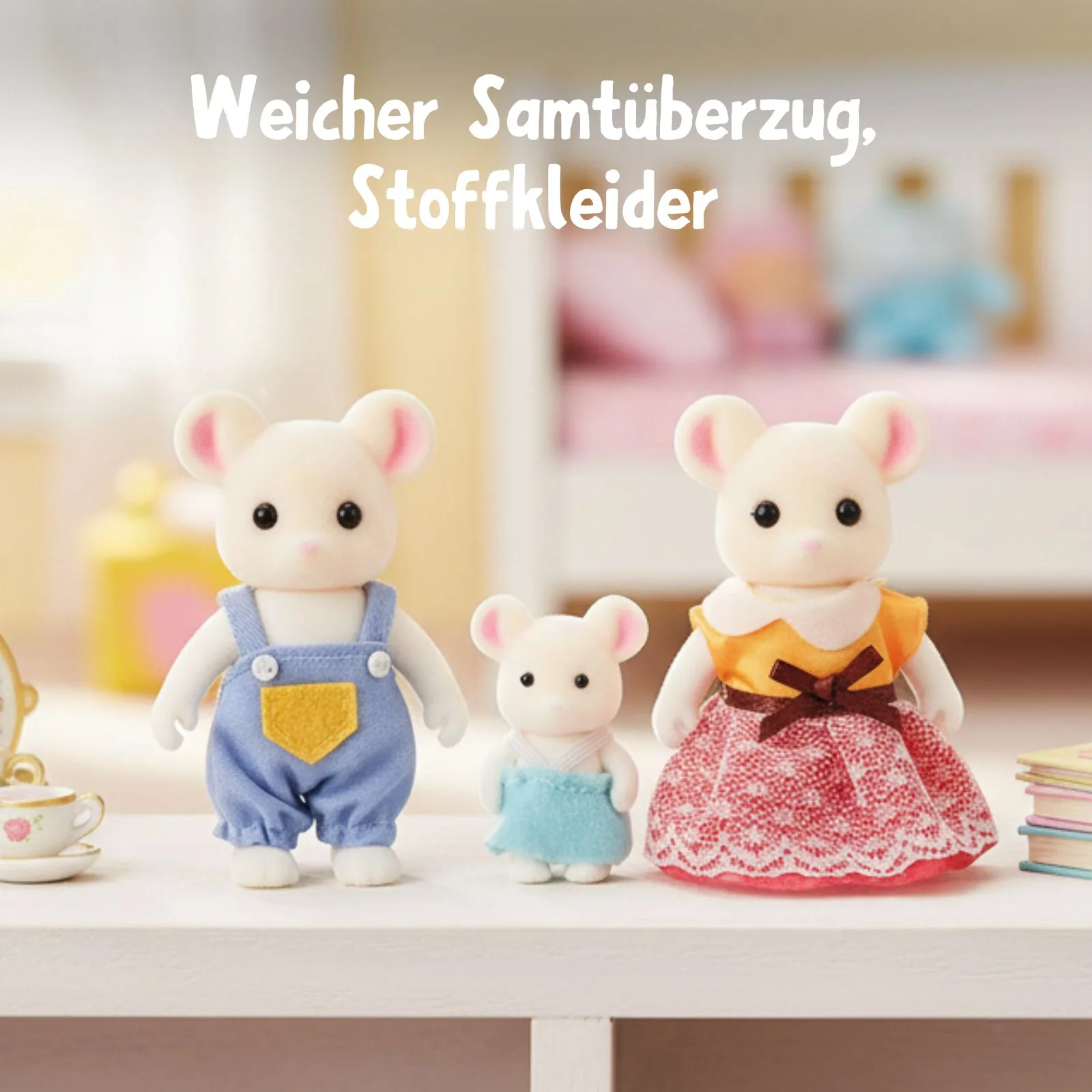 3-tlg. Mäuse-Puppenfamilie Puppen Spielzeugfiguren Kinderspielzeug - Image 3