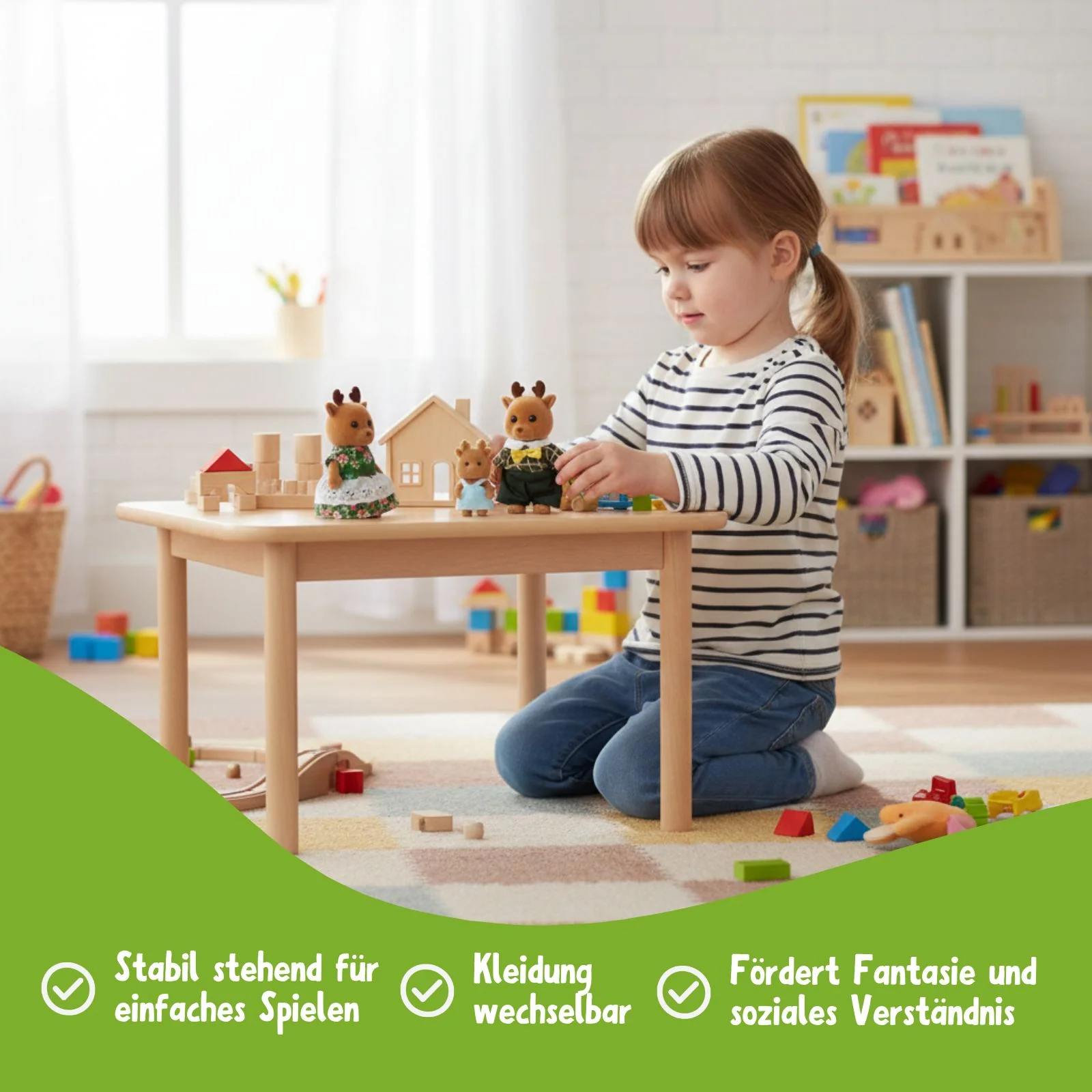 3-tlg. Rentier-Puppenfamilie Puppen Spielzeugfiguren Kinderspielzeug - Image 4