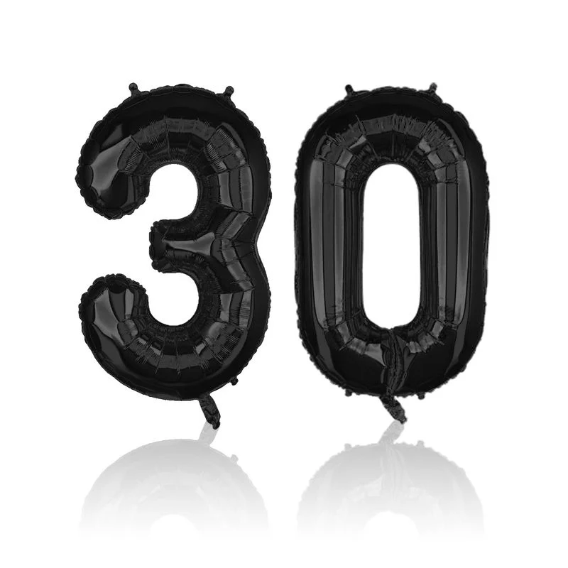 Zahlenballon Zahl 30 Schwarz Folienballon Geburtstagsparty Ballon 40cm