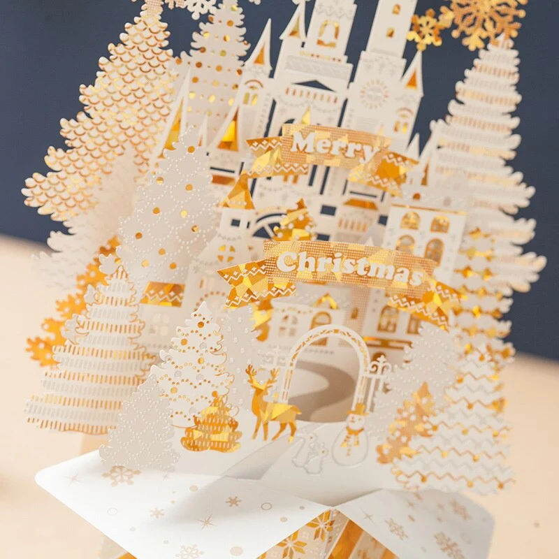 3D Weihnachtskarte Weihnachtspostkarte Weihnachtsgrusskarte Schloss - Image 3