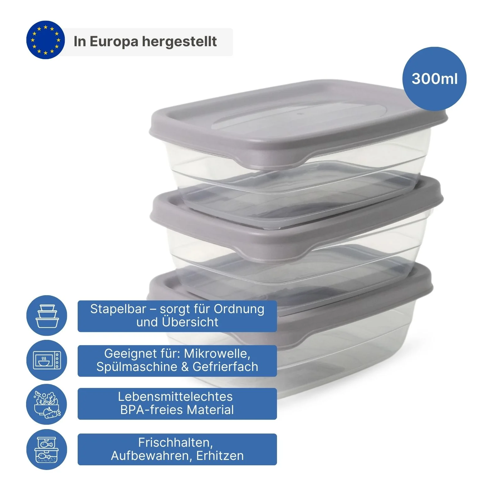 3er-Set Aufbewahrungsdosen Frischhaltedosen Stapeldosen Vorratsdosen - Image 2