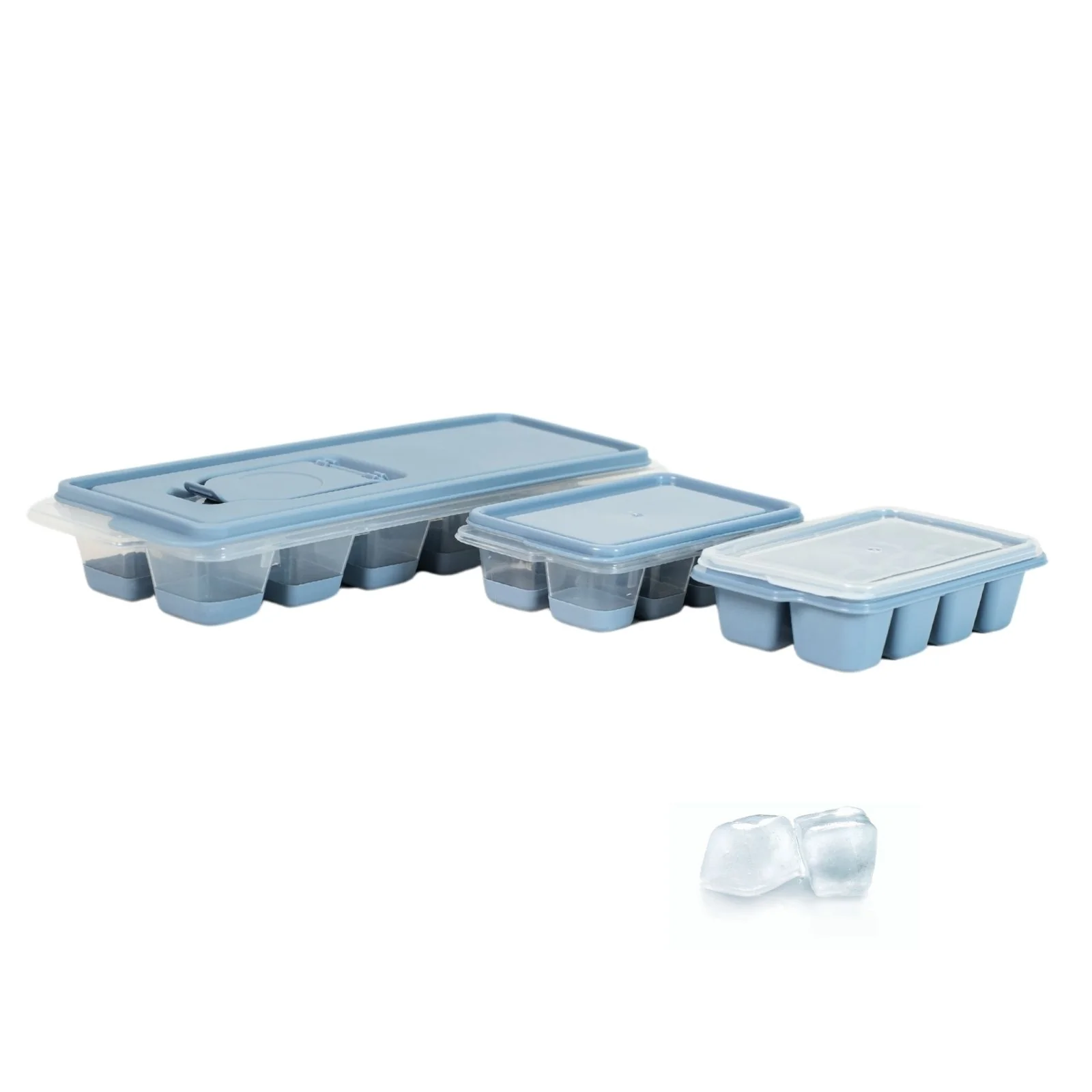 3er-Set Eiswürfelformen mit Deckel Eiswürfelbehälter Eiswürfelschalen - Image 2