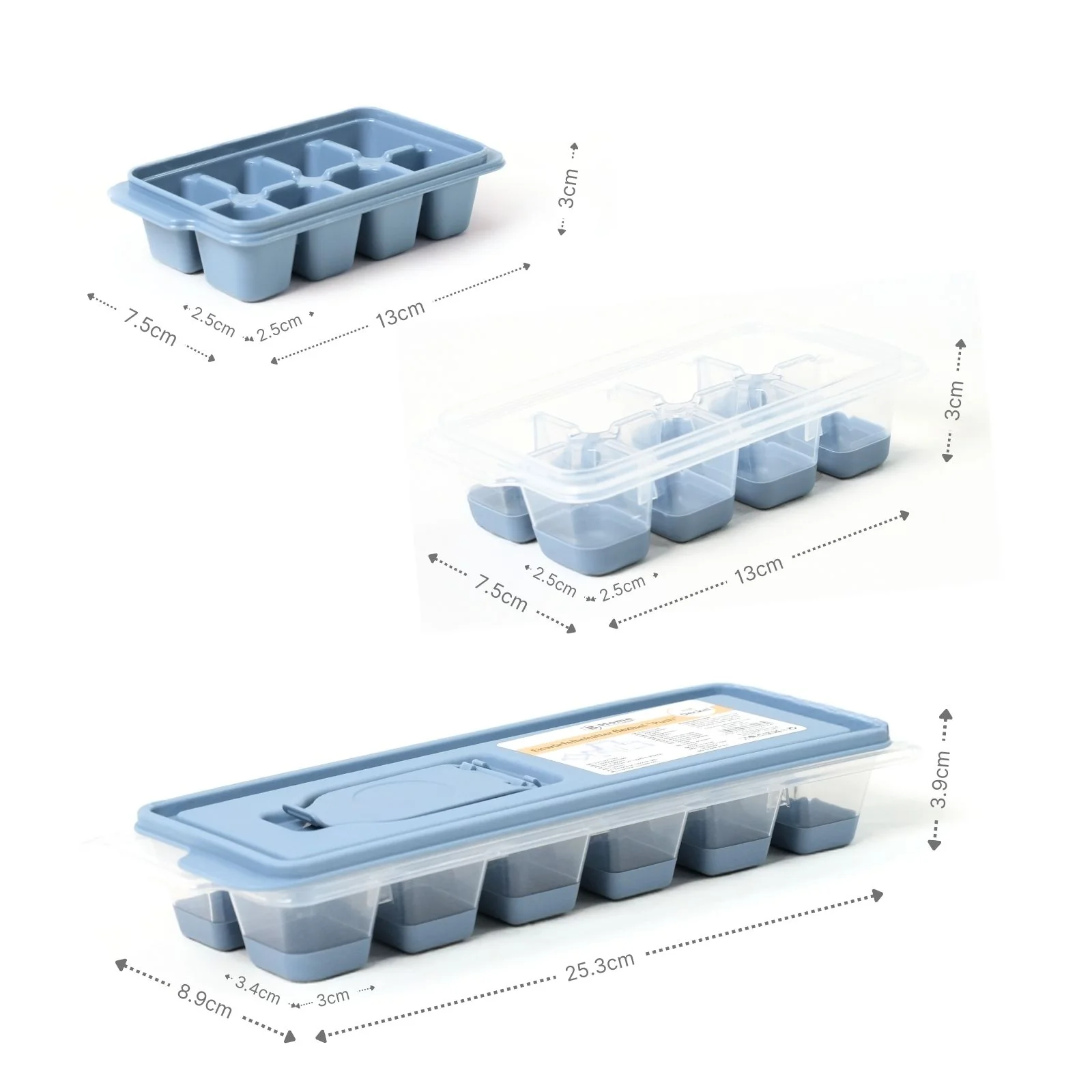 3er-Set Eiswürfelformen mit Deckel Eiswürfelbehälter Eiswürfelschalen - Image 5