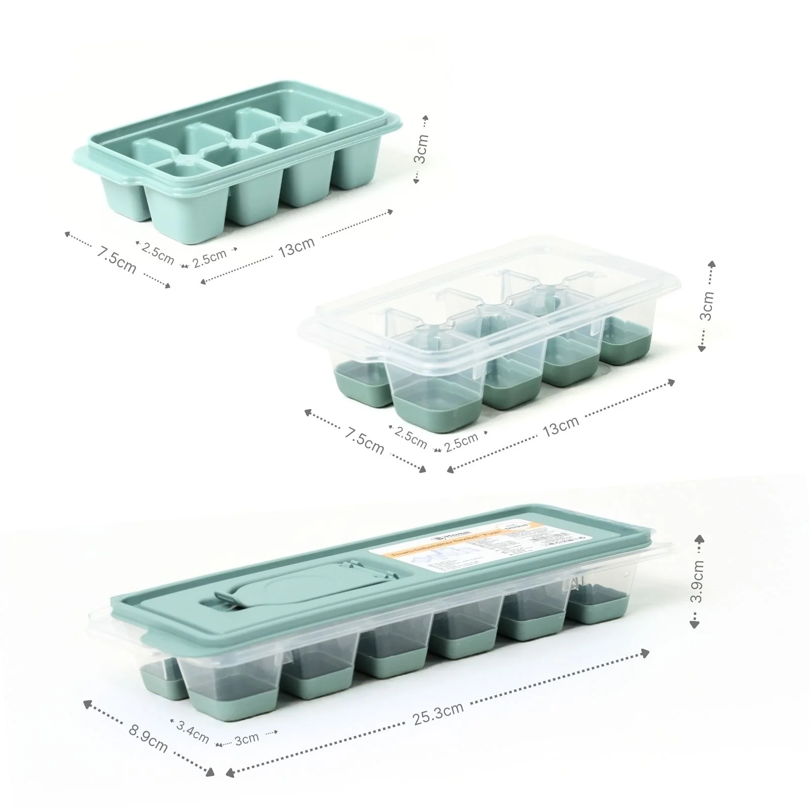 3er-Set Eiswürfelschalen mit Deckel Eiswürfelbehälter Eiswürfelformen - Image 5