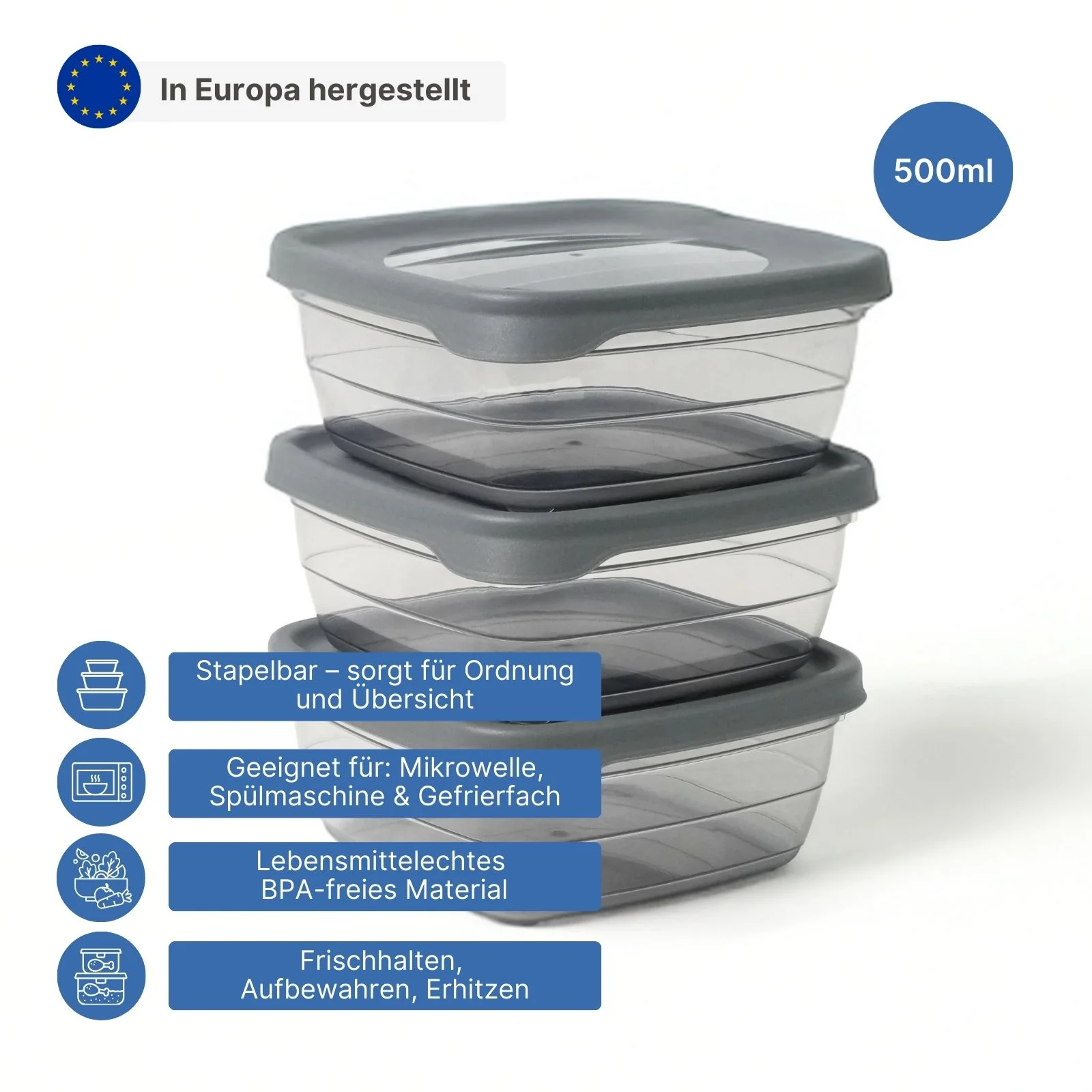 3er-Set Frischhaltedosen Gefrierdosen Aufbewahrungsdosen Vorratsdosen - Image 2