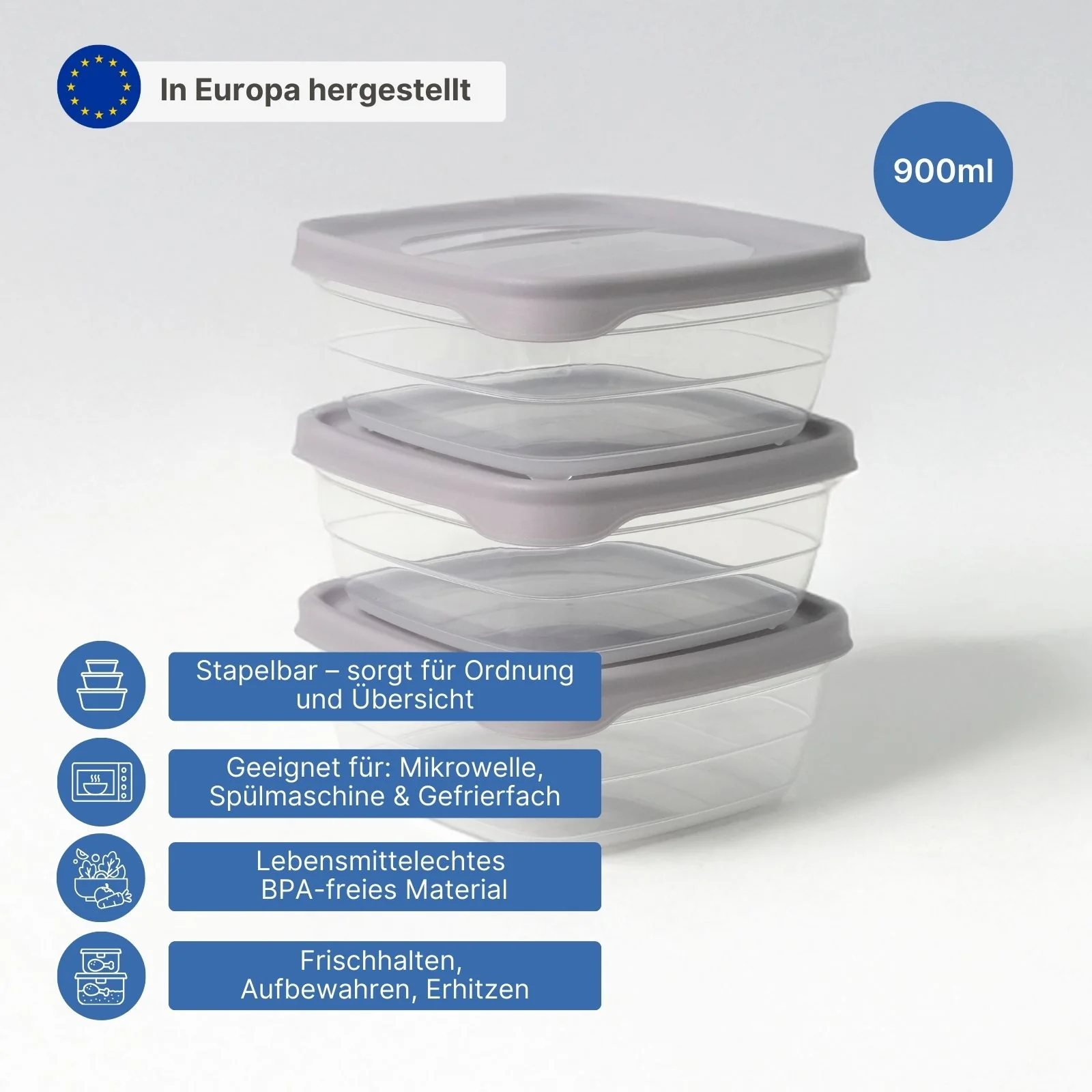 3er-Set Frischhaltedosen Meal-Prep-Boxen Dosen Aufbewahrungsdosen - Image 2