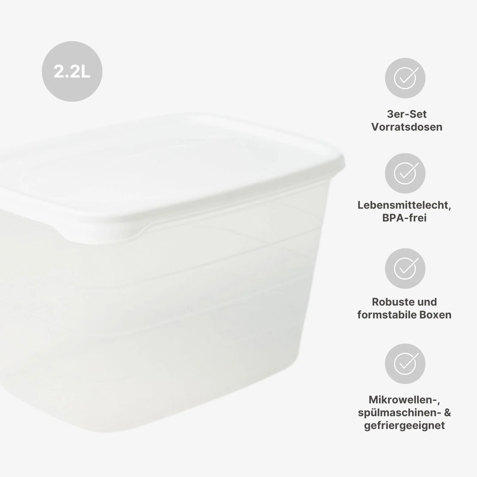 3er-Set Meal-Prep-Dosen Frischhaltedosen Aufbewahrungsdosen Boxen - Image 3