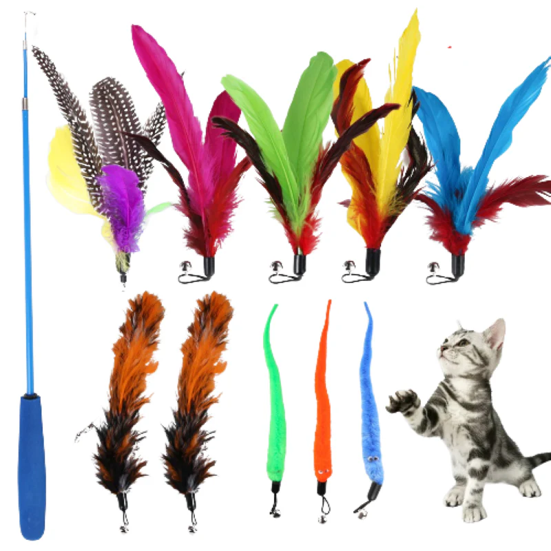 3in1 Katzenspielzeug-Set Federspielzeug Kratzorgel Katzenangel - Image 3