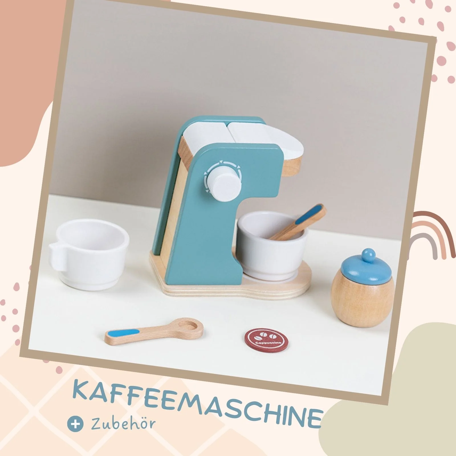 4-teiliges Spielzeug-Küchenmaschinen-Set aus Holz mit Zubehör Küchenspielzeug - Image 3