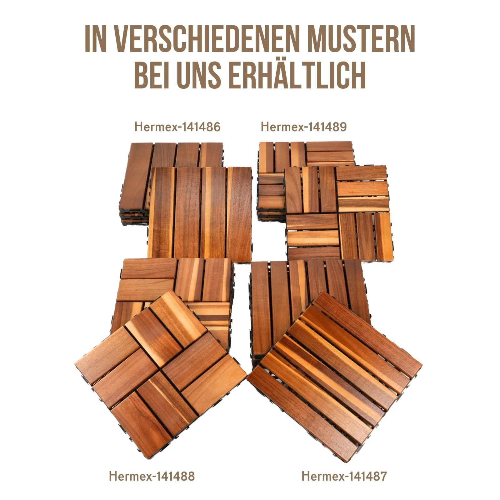 4er-Set Akazienholz-Fliesen Holzfliesen Bodenplatten Klickfliesen - Image 9