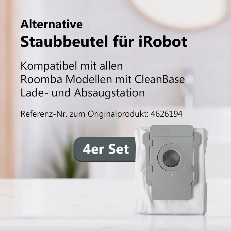 4er-Set Alternative Staubbeutel zu iRobot Roomba Serie i Clean Base - Image 2