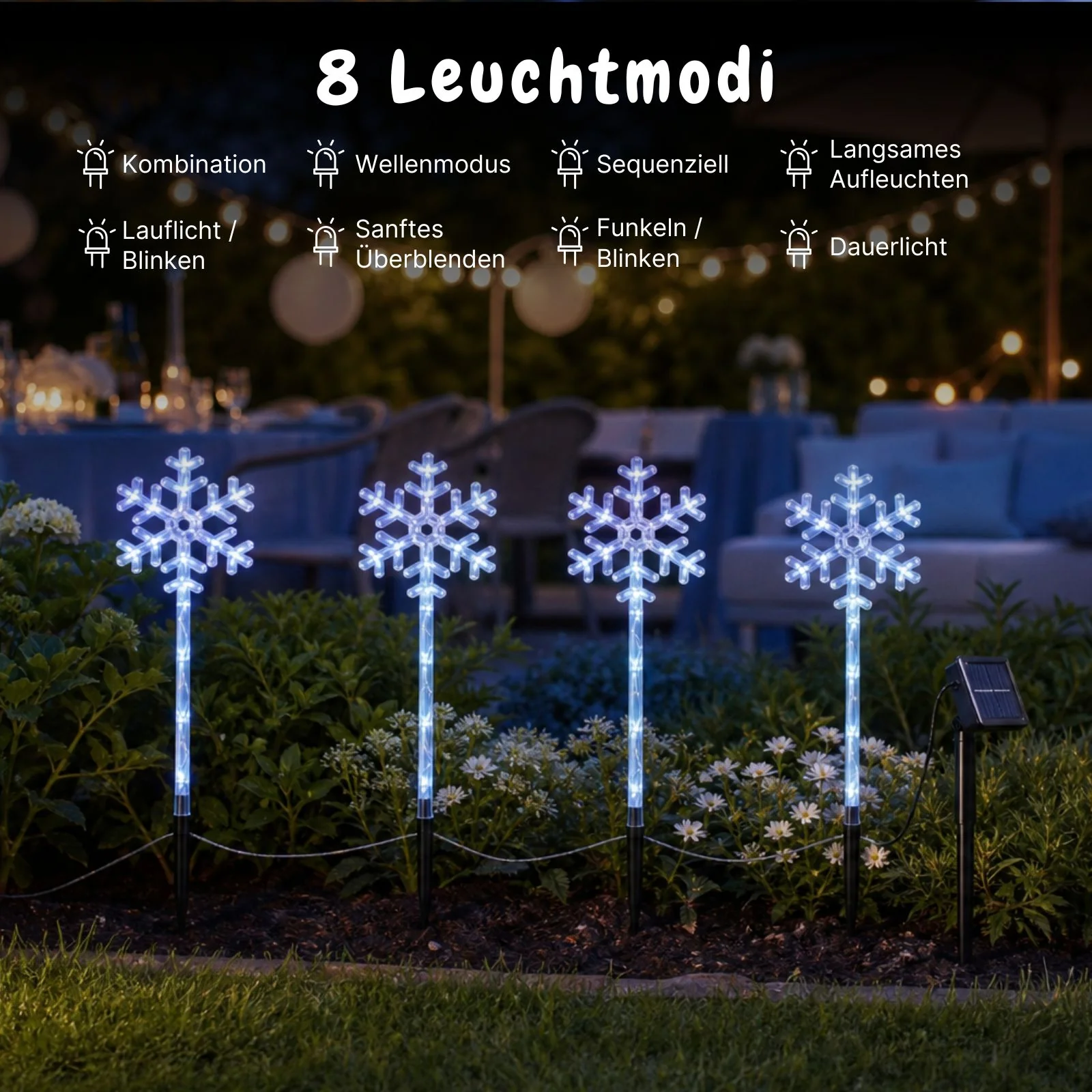 4er-Set LED-Dekoleuchte Gartenbeleuchtung Schneeflocke Solarleuchte - Image 2