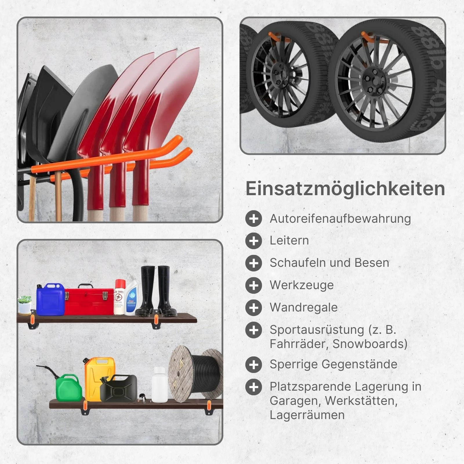 4er Set Wandhaken Reifen-Wandhalterung Autoreifen-Halterung Aufbewahrungshaken - Image 3