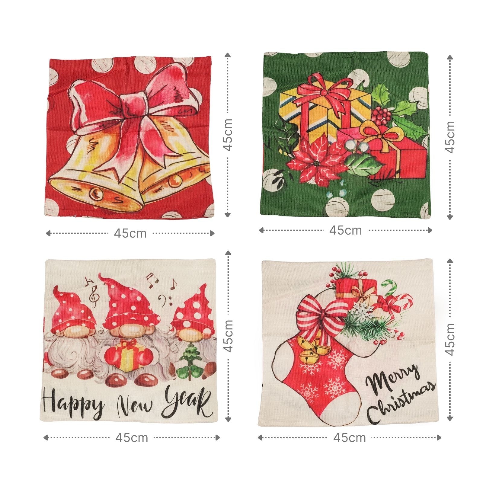 4er-Set Weihnachts-Kissenbezug Dekokissen-Bezug Kissenhülle Zier-Bezug - Image 6