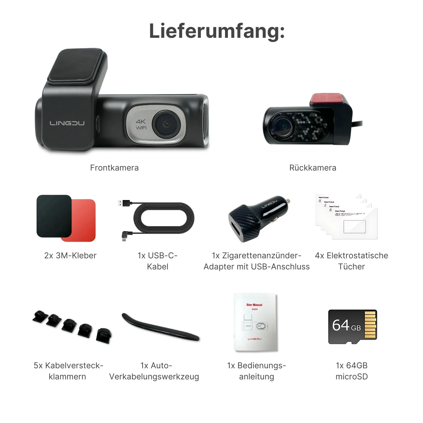 4K WiFi Dual-Dashcam Autofront-Kamera Onboard-Kamera Auto-Überwachung - Image 5