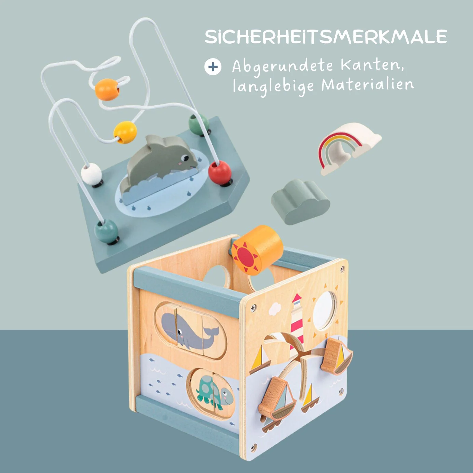 5in1 Aktivitäts-Holzwürfel für Kleinkinder Holzspielzeug pädagogisches Spielzeug - Image 3