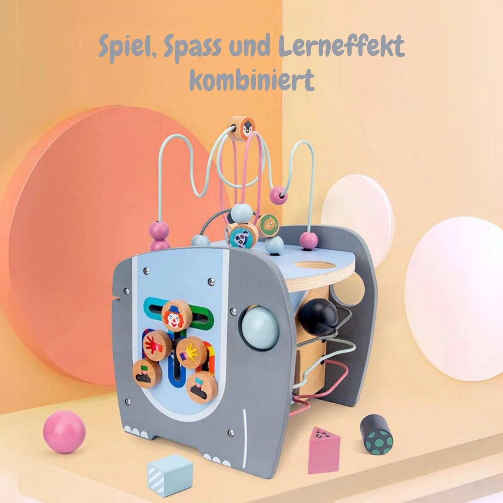 5in1 Aktivitäts-Holzwürfel für Kleinkinder Motorikwürfel Holzspielzeug - Image 2