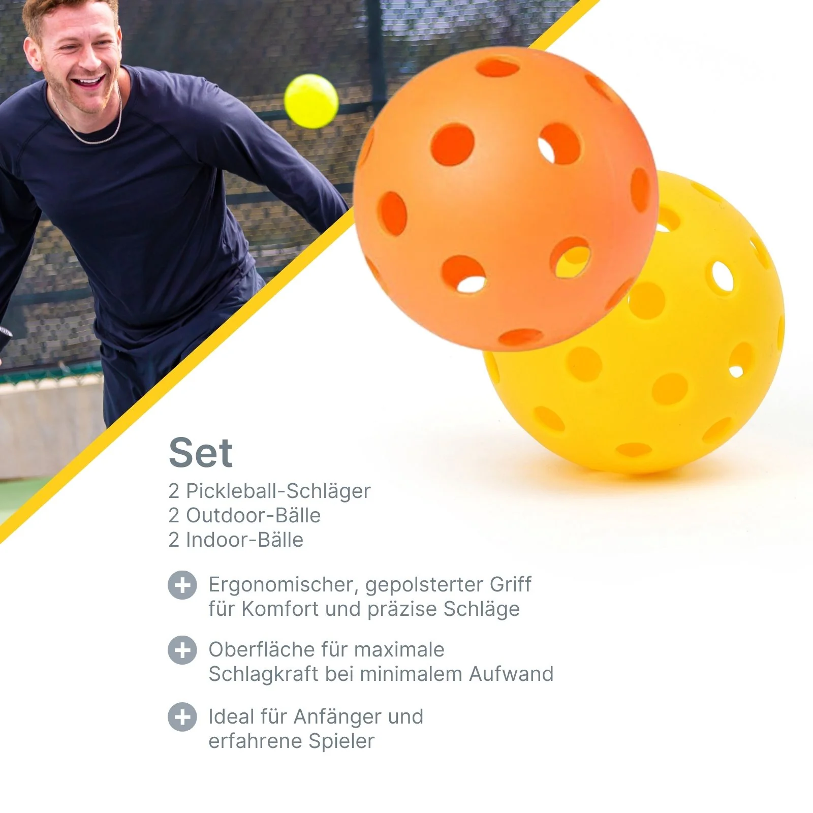 6-tlg. Set Pickleball-Schläger Racketsport-Schläger Padelschläger mit Bällen - Image 2