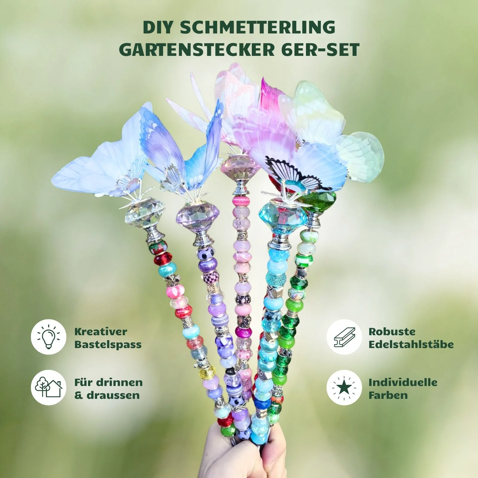 6er Set Gartenstecker Schmetterling Dekostecker Deko-Schmetterling - Image 2