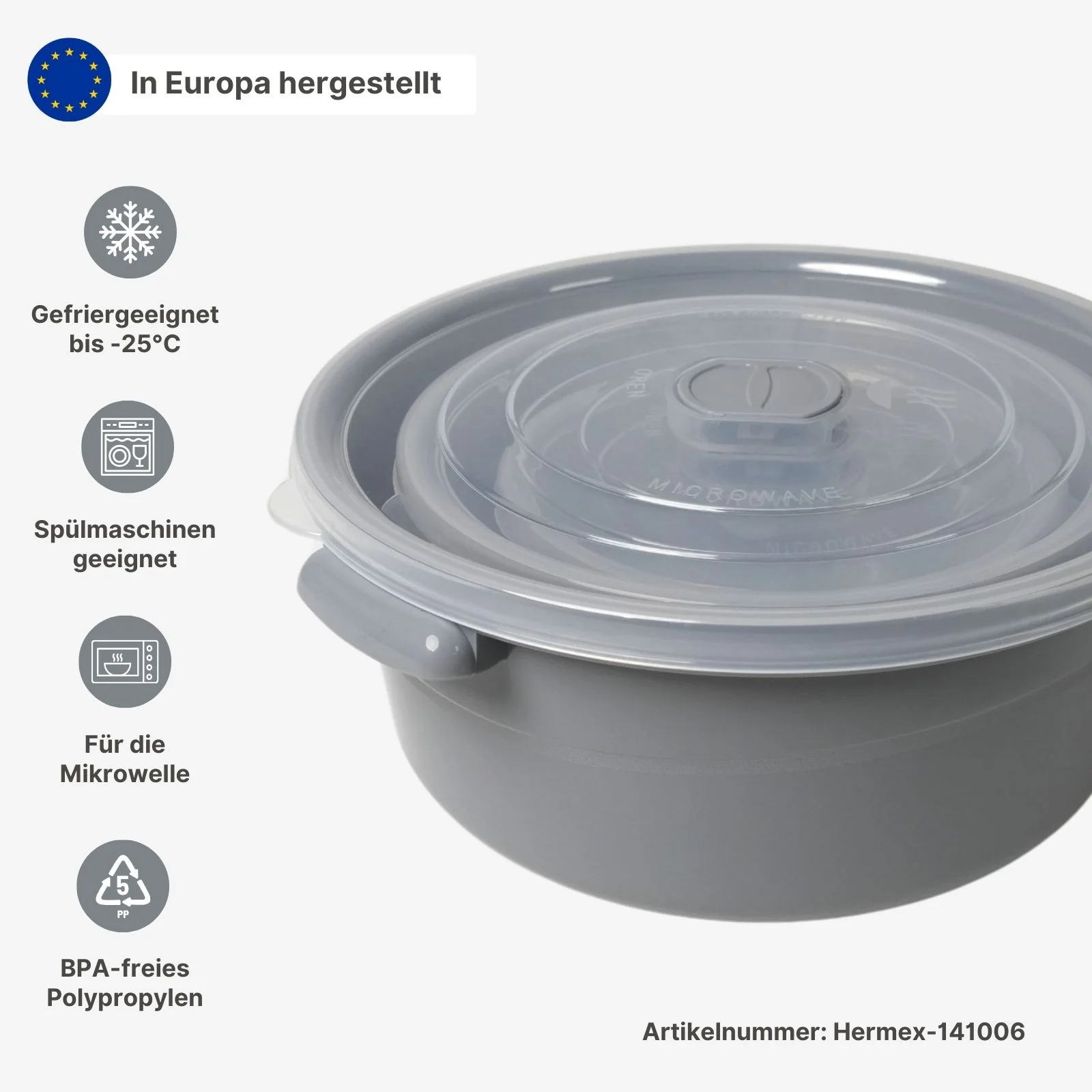 6er-Set Vorratsdosen Mikrowellenbehälter Gefrierdosen Mikrowellendosen - Image 4