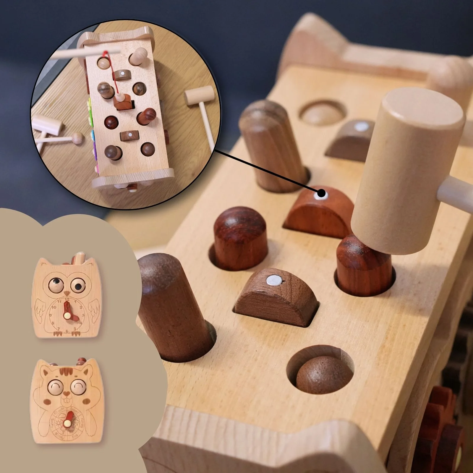6in1 Aktivitäts-Holzspielzeug für Kleinkinder Pädagogik-Spielzeug Motorikspielzeug - Image 5