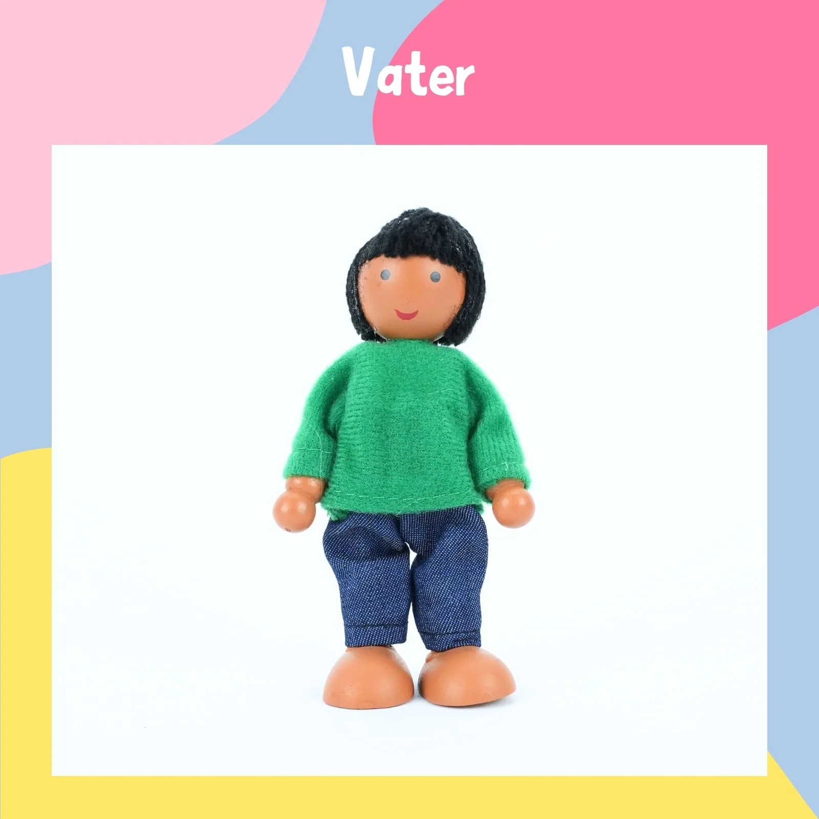 7-tlg. Puppenfamilie aus Holz Holzpuppen Biegepuppen Kinderspielzeug - Image 5