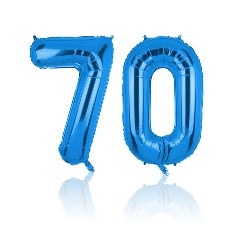 Zahlenballon Zahl 70 Folienballon Geburtstagsparty Ballon Blau 81cm