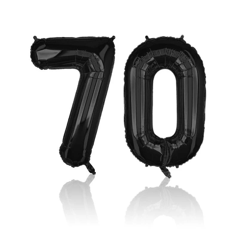 Zahlenballon Zahl 70 Folienballon Geburtstagsparty Ballon Schwarz 40cm