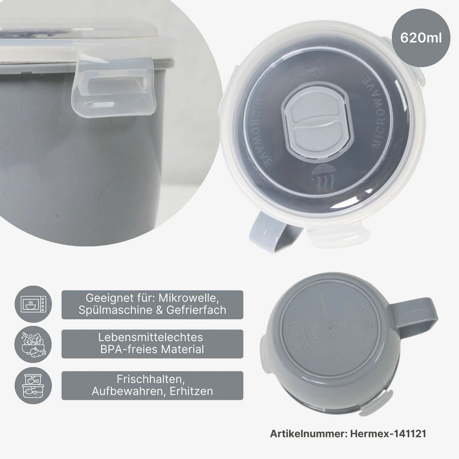 7er-Set Vorratsdosen Mikrowellendosen mit Mikrowellen-Becher Tasse - Image 6