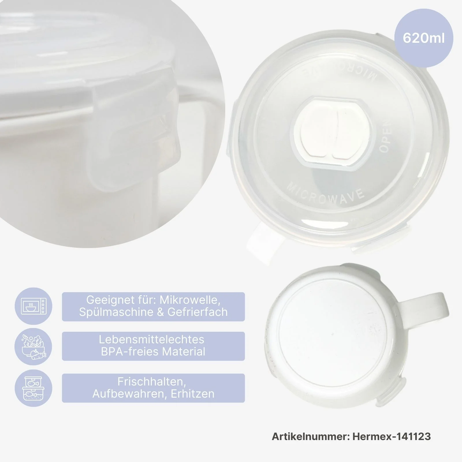 7er-Set Vorratsdosen Mikrowellendosen mit Mikrowellen-Tasse Becher - Image 6